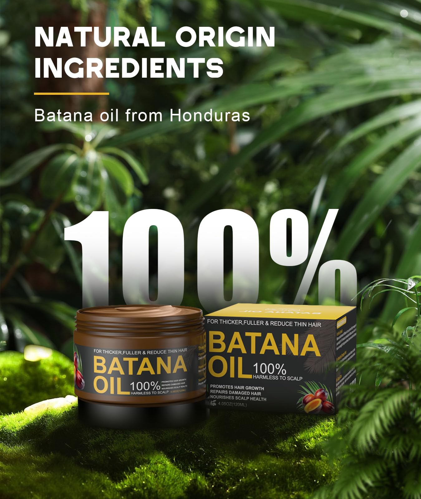 Batana Oil for Hair Growth, 100% Natural Pure Batana Oil Paste from Dr. Sebi Honduras, Prevents Hair Loss, Enhances Thickness, Organic Raw Batana Hair Mask for Women & Men (4.05 Oz)